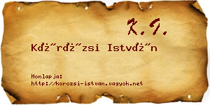 Körözsi István névjegykártya